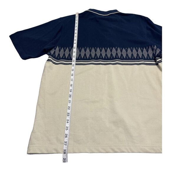 Grand Slam Polo Shirt Men Medium Blue Ivory Printed Cotton Collared Short Sleeve - Picture 5 of 8